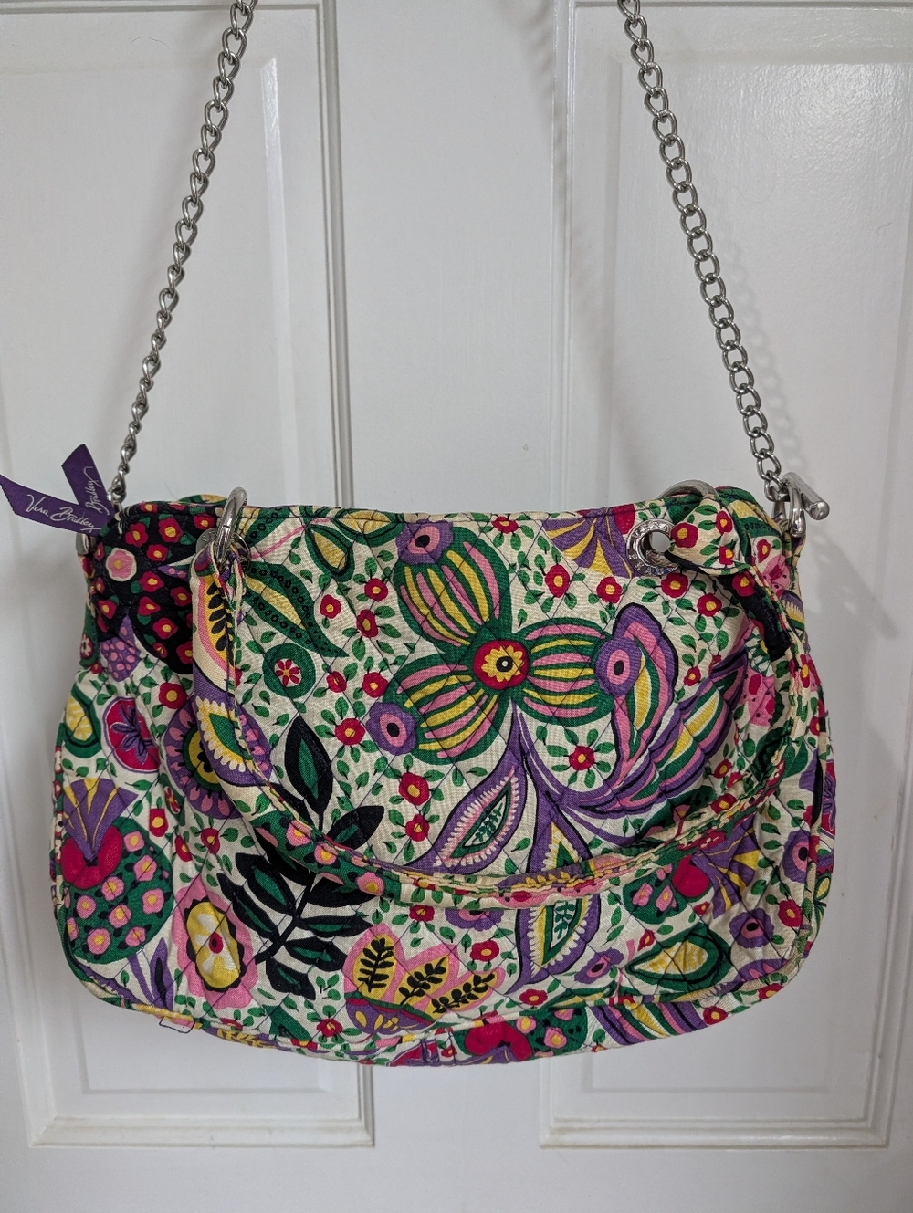 Vera Bradley Viva La Vera Quilted Floral Shoulder Bag in Purple, Green & Pink